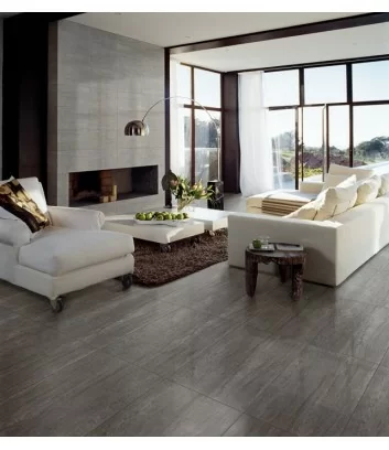 Kaleido grey natural rectified in living room floor tiles