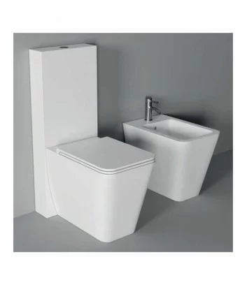 toilette avec reservoir et bidet carrées ligne Hide Square d’Alice Ceramica