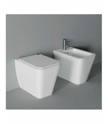 white floor-standing bathroom fittings Hide square