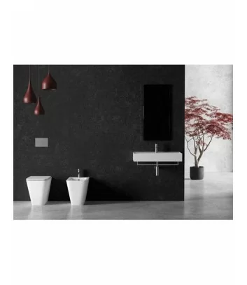 environment with pair of white floor-standing bathroom fittings Hide