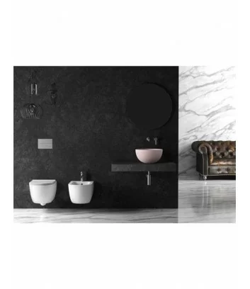 environment with white wall-hung bathroom fittings Unica series