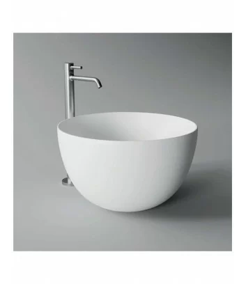 Lavabo bianco da appoggio ovale con bordo alto Unica Alice Ceramica