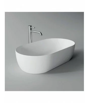 Oval white countertop washbasin large Unica Alice Ceramica