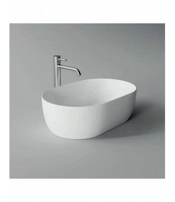 Oval white countertop washbasin medium Unica Alice Ceramica