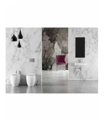 environment with pair of white floor-standign bathroom fittings Nur