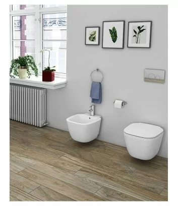 environment with wall-hung bathroom One line by rak ceramics