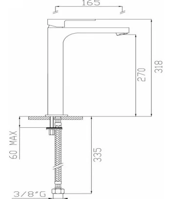 technical data sheet single-lever high basin tap H-UNO line