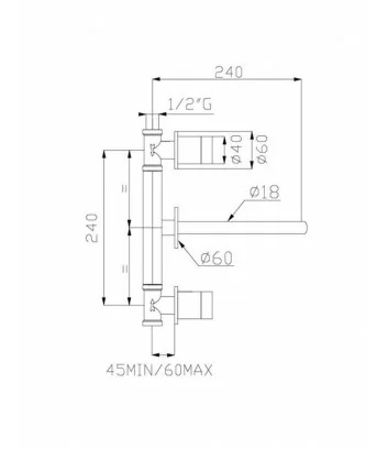 technical data sheet faucet with concealed unit Tondi line by Effepi