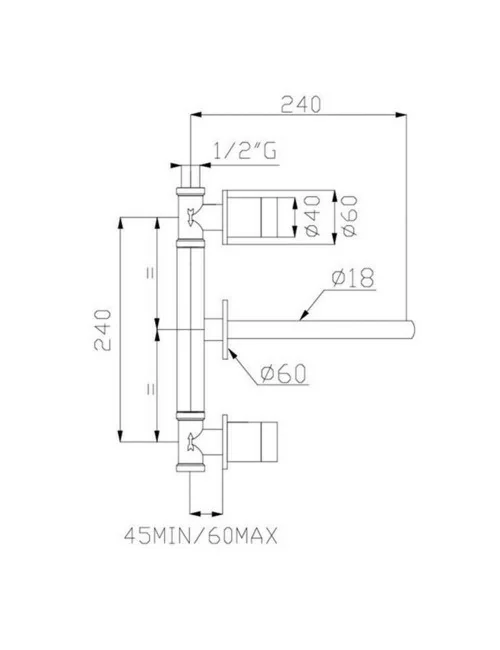technical data sheet faucet with concealed unit Tondi line by Effepi