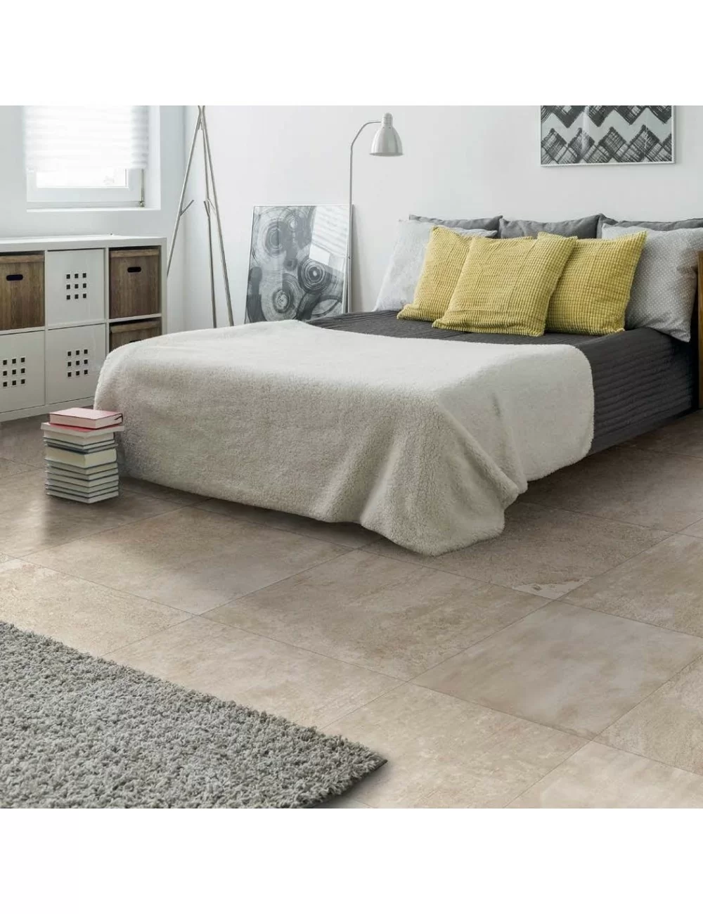 color beige cement effect tile endymion paper laid in bedroom