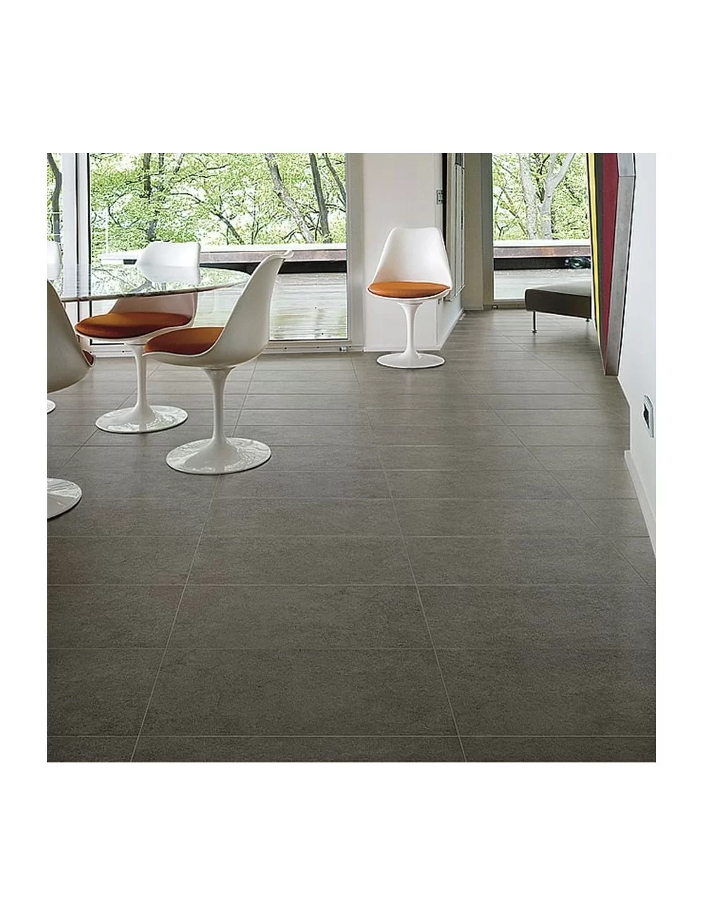neutra rectified lead cement-effect stoneware tile dark grey colour
