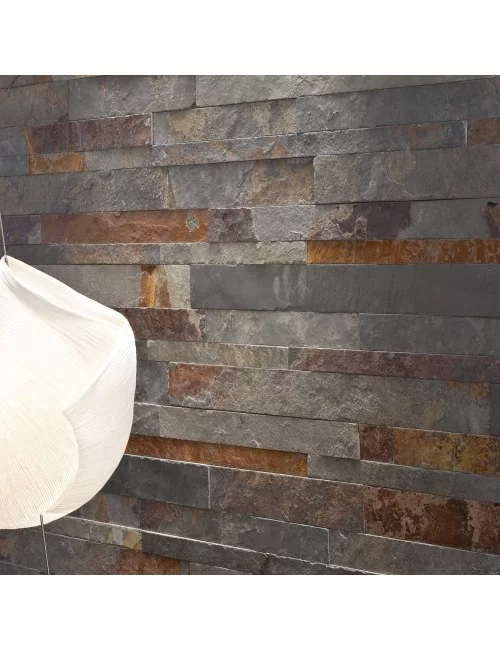 Dettaglio parete con rivestimento interno in pietra naturale picasso wide maspe