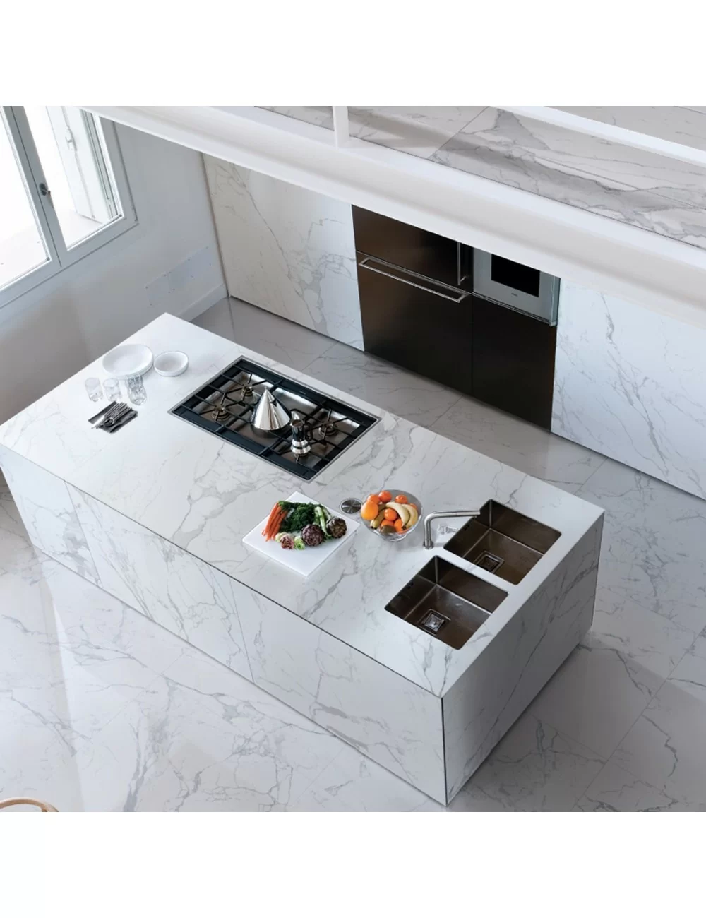 thin marble effect tile for kitchen counter tops