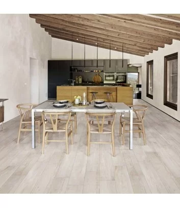 alpi white wood-effect porcelain stoneware laid in living area