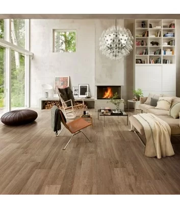 wood-effect stoneware tile linfa beige in living room