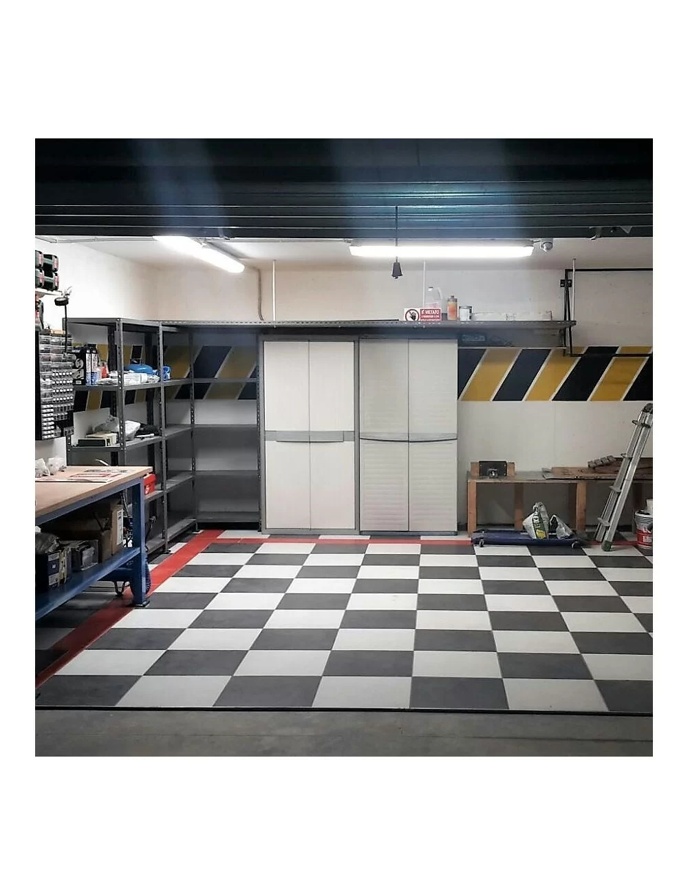 cement effect tile logica black in garage floor
