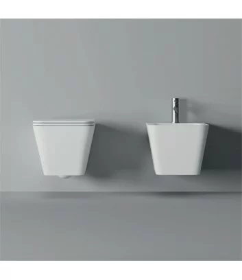 Sanitari bagno sospesi bianchi quadrati Hide Alice Ceramica