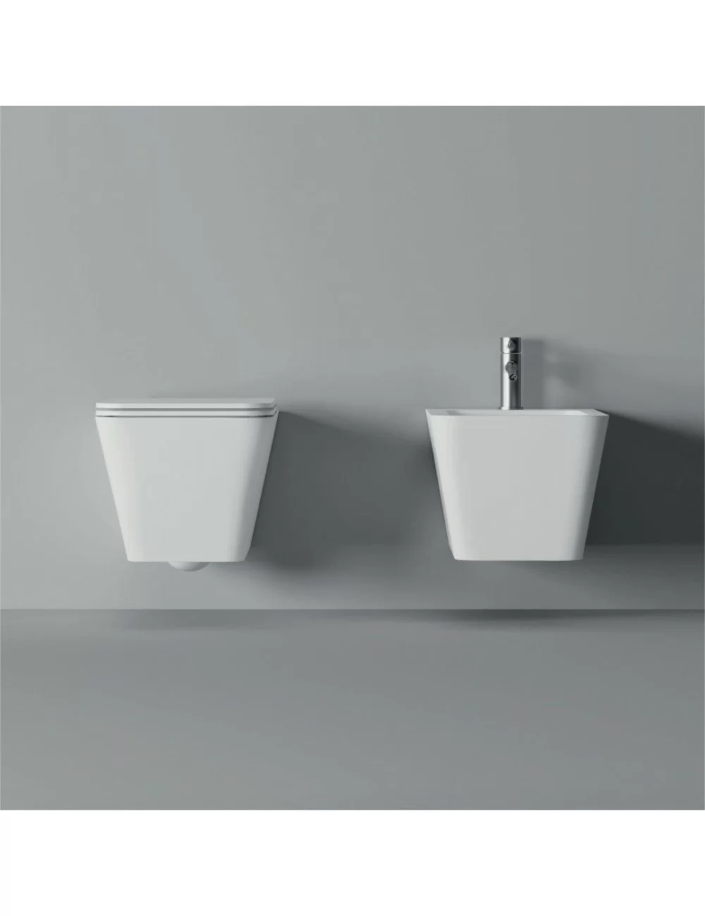 Sanitari bagno sospesi bianchi quadrati Hide Alice Ceramica