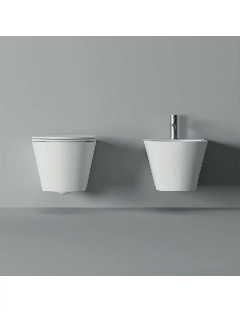 Sanitari bagno sospesi bianchi rotondi Hide round di Alice Ceramica