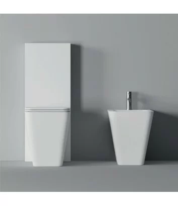 wc avec reservoir et bidet sur pied blancs carrées Hide Square d’Alice Ceramica