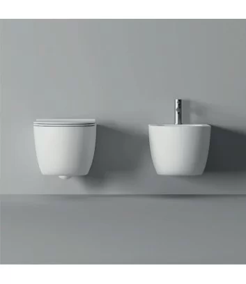 White big wall-hung bathroom fittings Unica by Alice Ceramica