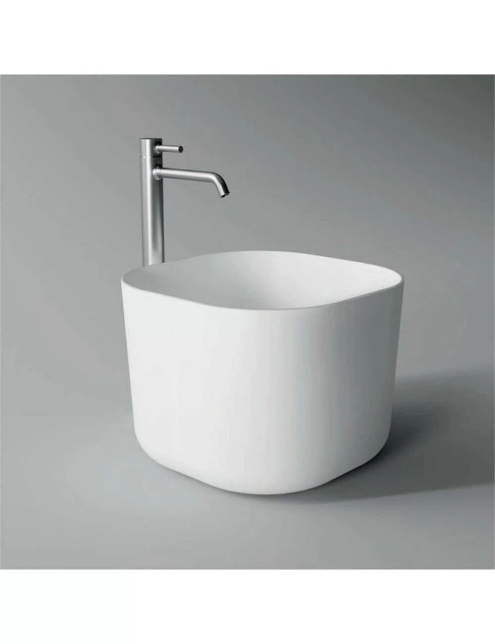 White countertop washbasin square high edge Unica Alice Ceramica