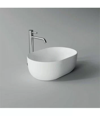 Oval white countertop washbasin small Unica Alice Ceramica