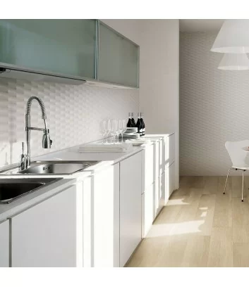 lumina diamante white matt laid in kitchen wall tiles