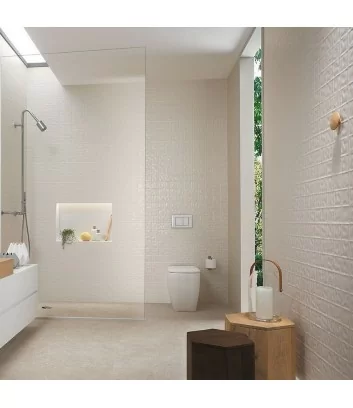 Lumina gride white matt by Fap ceramiche laid in bathroom wall tiles