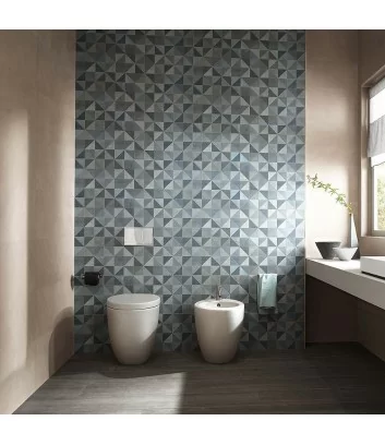 colour now tangram insert Avio by Fap ceramiche installed in bathroom wall tiles