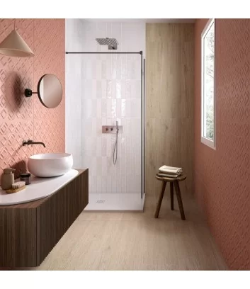 elisir beige gres effetto legno posato in bagno