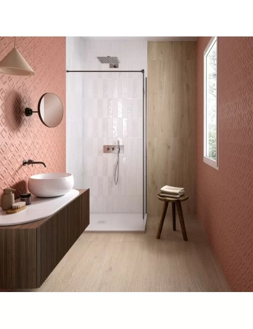 elisir beige gres effet bois posé en carrelage sol de salle de bain