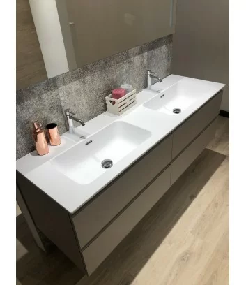 modern wall- mounted bathroom cabinet with double basin