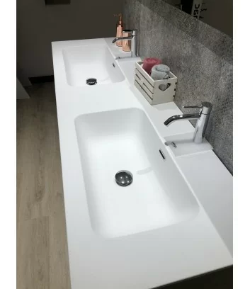 double basin in matt mineral marble 160cm