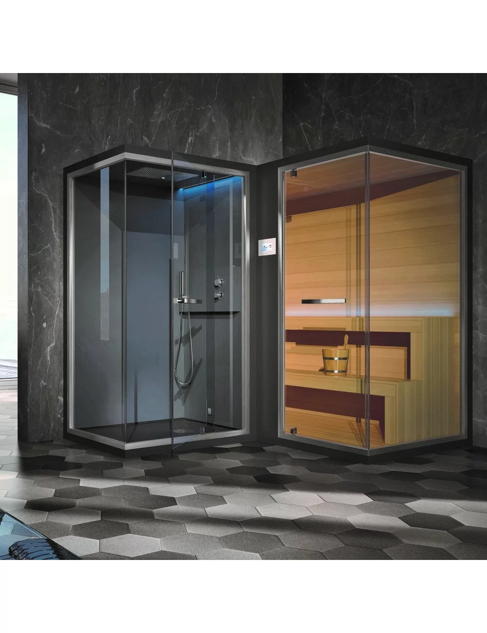 ETHOS L: sauna con doccia e hammam