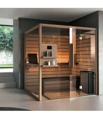 KALIKA: Finnish sauna and wall-mounted biosauna by Hafro Geromin