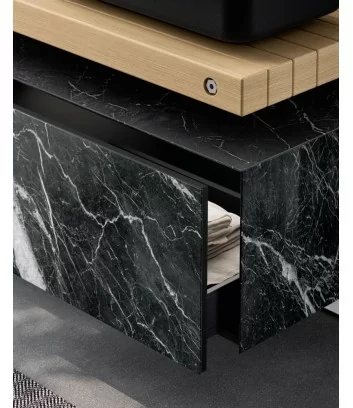 Eclipse black marquina chest of drawers detail