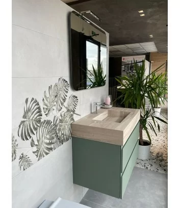 composition of bathroom furniture in sage green 90 cm