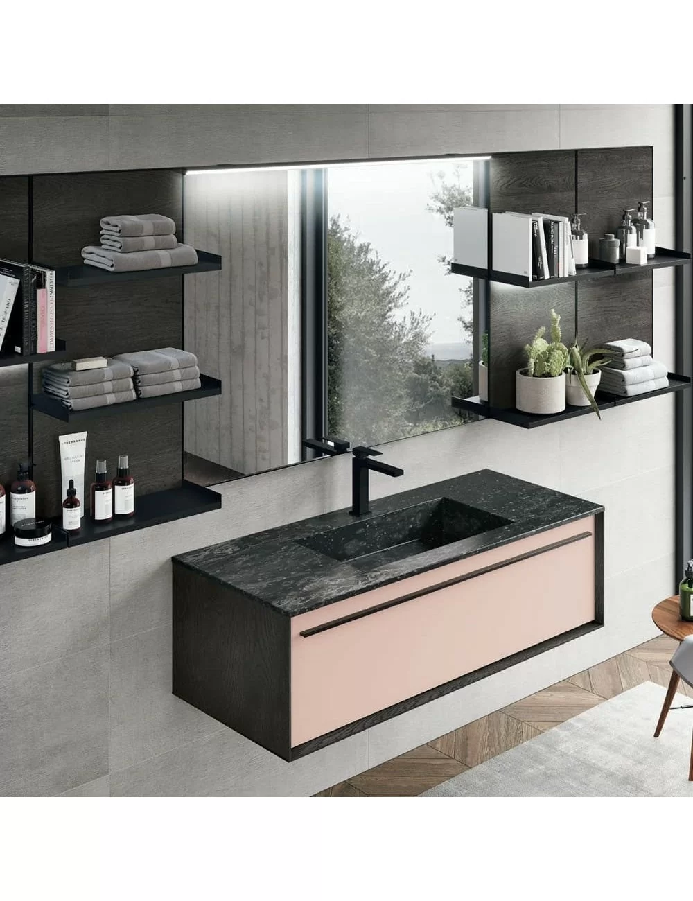 powder pink bathroom furniture by Geromin group