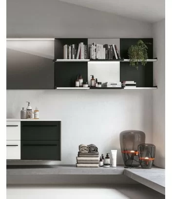 Boiserie libreria con mensole nere Gruppo Geromin