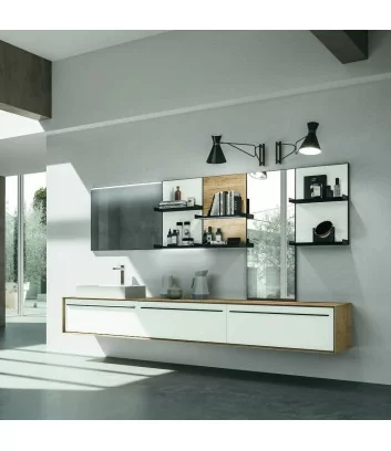 white bathroom cabinet 274 cm suite composition 03 by Hafro Geromin