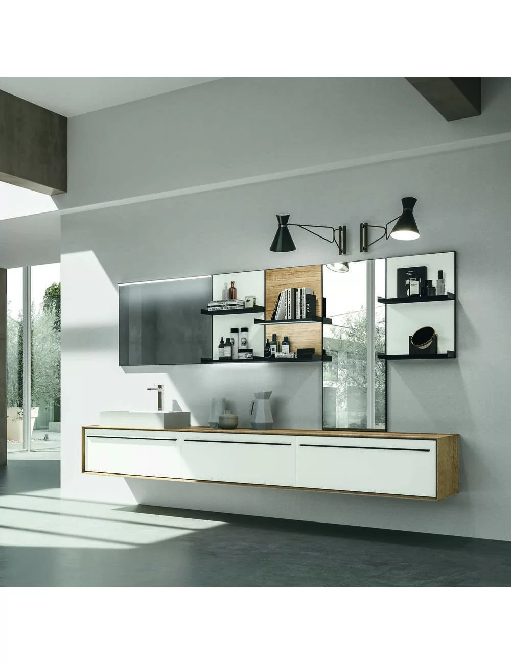 white bathroom cabinet 274 cm suite composition 03 by Hafro Geromin