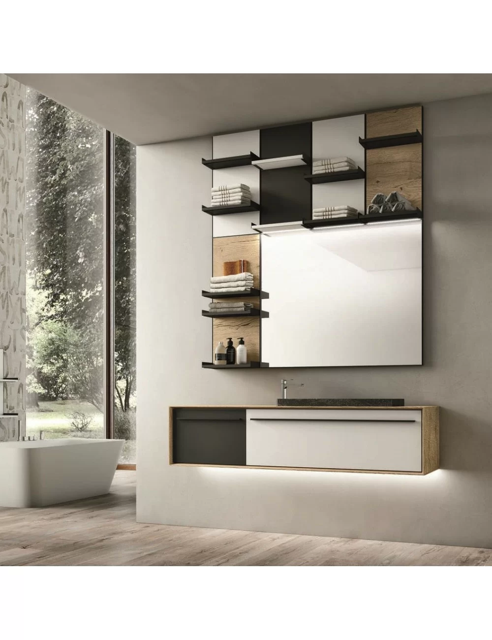 150 cm hung bathroom cabinet composition suite 05 by Geromin group