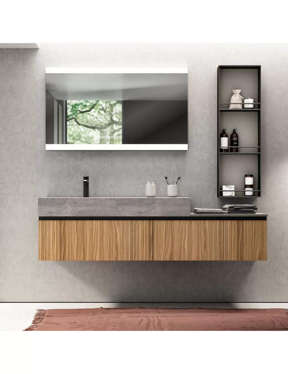 composition elite 08 modern suspended wooden bathroom cabinet