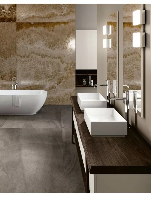 détail de Fratino meuble au sol avec double lavabo