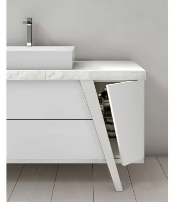 detail of bathroom cabinet fratino white matt by Hafro Geromin