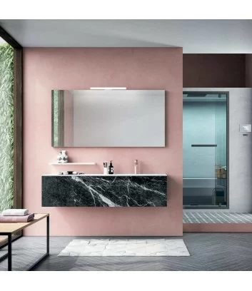 black marquinia marble-effect wall-mounted bathroom cabinet by Hafro Geromin