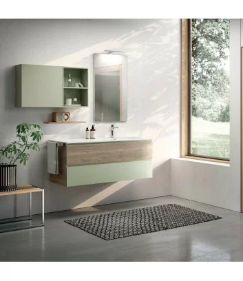 thymus green wall-hung bathroom cabinet by Hafro Geromin