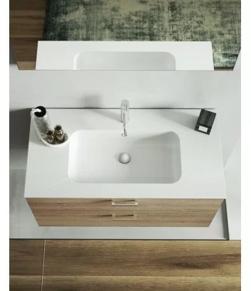 détail de meuble de salle de bain monobloc QUBO02 de Hafro Geromin