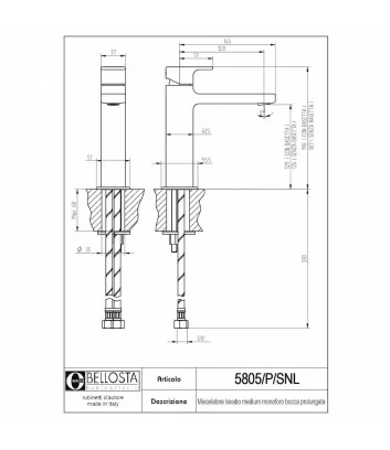 technical data sheet high mixer basin Micheli line 5805-P-SNL